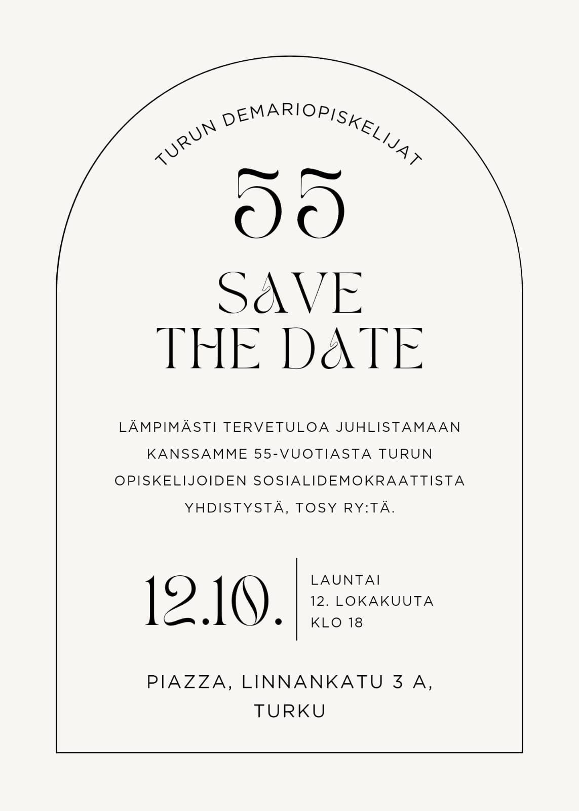 SAVE THE DATE - TOSYN VUOSIJUHLAT