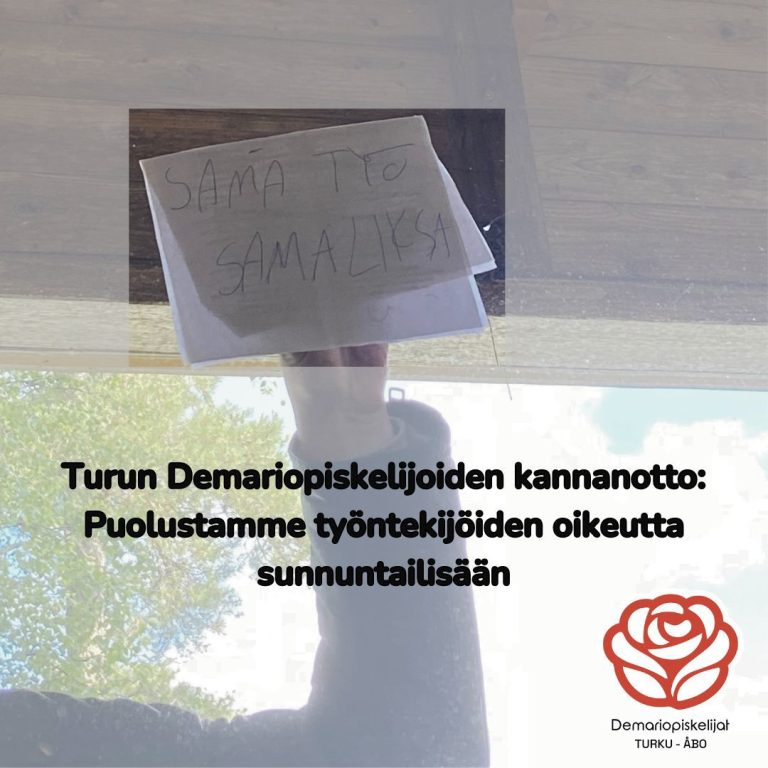 Kannanotto: Puolustamme työntekijöiden oikeutta sunnuntailisään